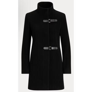RALPH LAUREN Wool-Blend Mockneck Black Coat Women's Size 10
